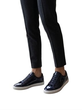 Zara Navy Patent Low-Top Sneakers Size 45